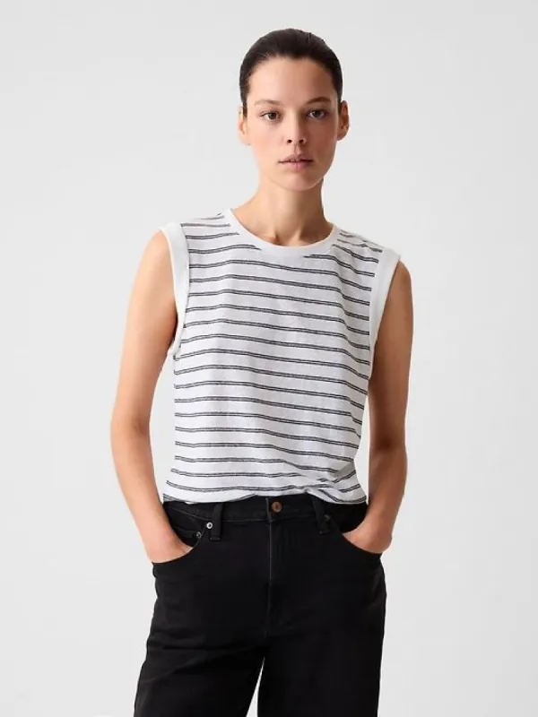 Linen-Blend Tank Top sold by GAP