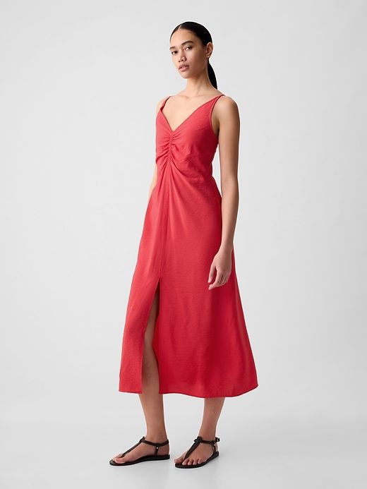 Ruched Slip Midi Dress sold by GAP product image thumbnail 3