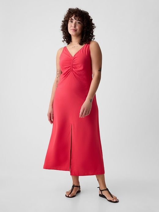 Ruched Slip Midi Dress sold by GAP product image thumbnail 4