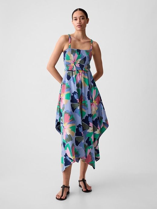 Smocked Handkerchief Hem Midi Dress sold by GAP