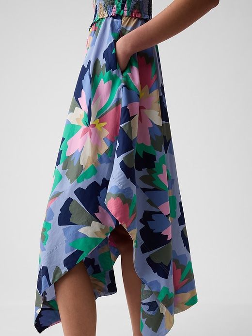 Smocked Handkerchief Hem Midi Dress sold by GAP product image thumbnail 4