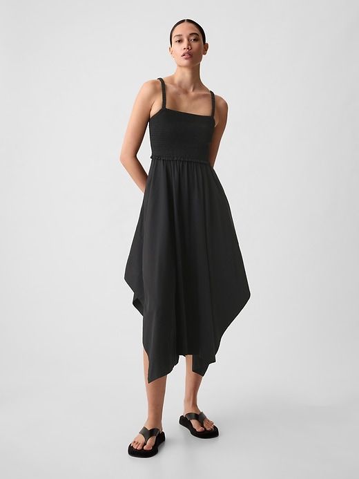 Smocked Handkerchief Hem Midi Dress sold by GAP