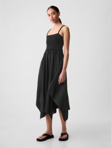 Smocked Handkerchief Hem Midi Dress sold by GAP