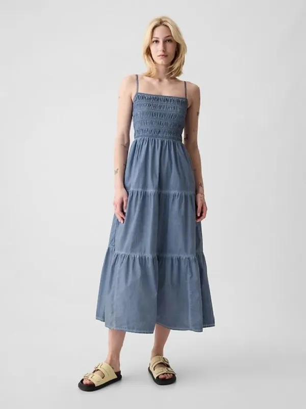 Smocked Tiered Midi Dress sold by GAP