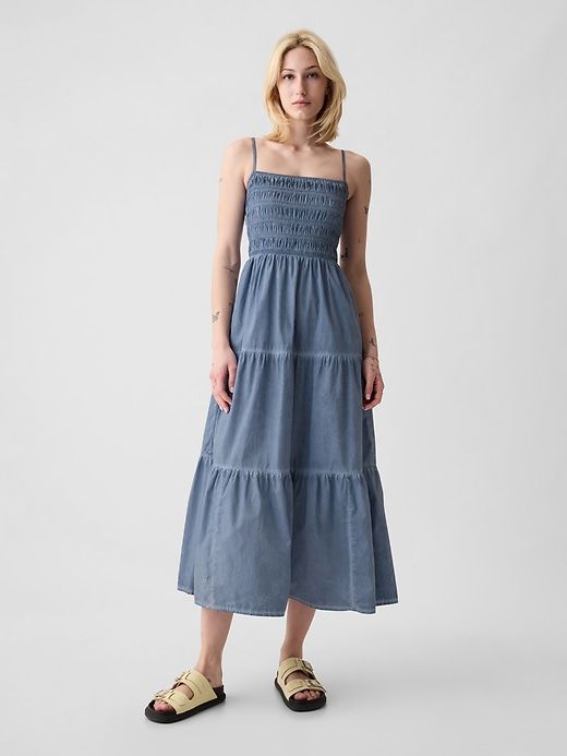 Smocked Tiered Midi Dress sold by GAP