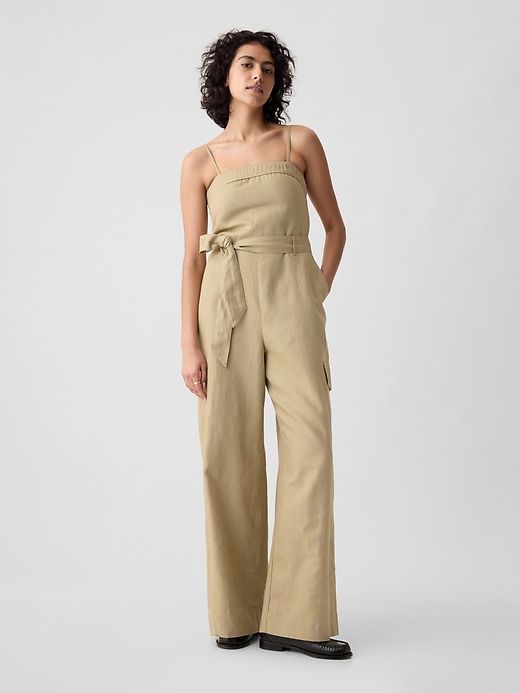 Linen-Cotton Cargo Jumpsuit sold by GAP