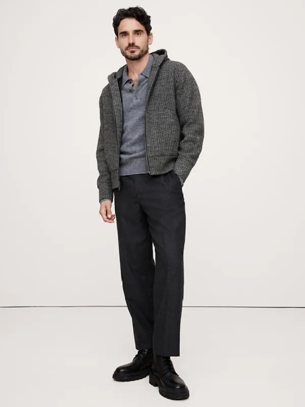 Ribbed Zip Hoodie With Wool sold by Banana Republic