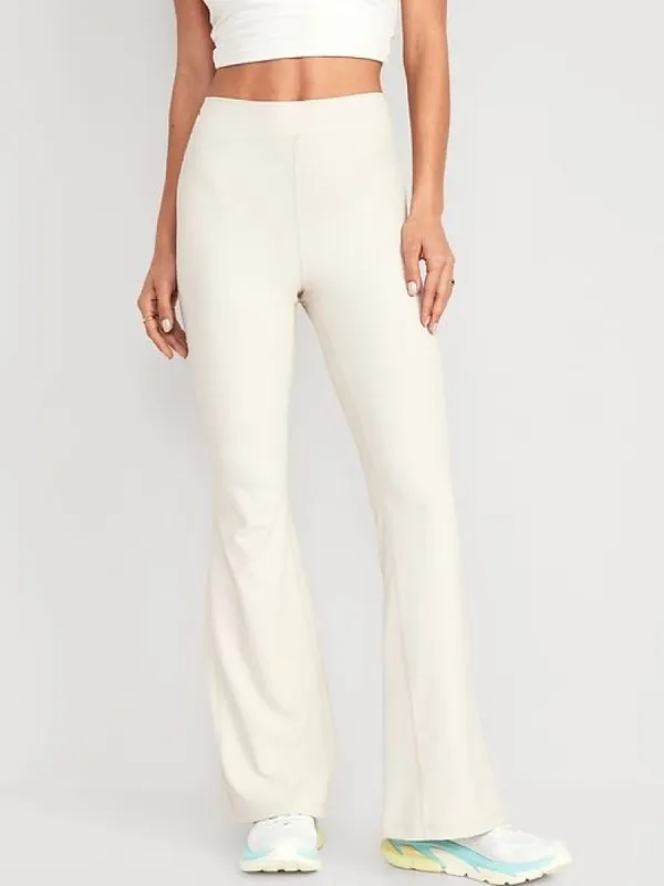 Extra High-Waisted PowerSoft Rib-Knit Flare Leggings for Women made by Old Navy