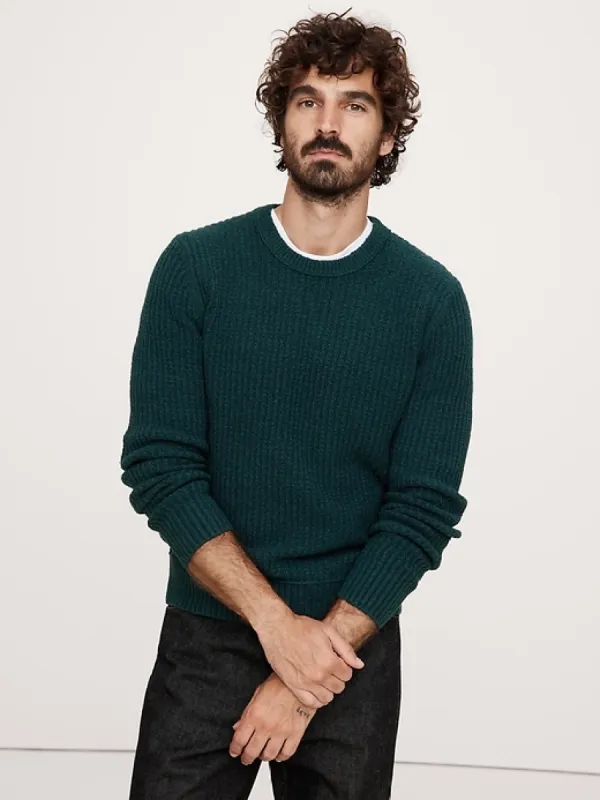 Ribbed Bouclé Crew-Neck Sweater sold by Banana Republic