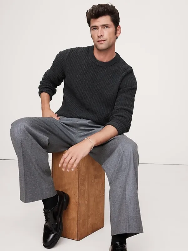 Ribbed Bouclé Crew-Neck Sweater sold by Banana Republic