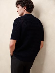 Point Sur Open-Knit Sweater Polo sold by Banana Republic