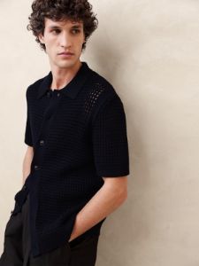 Point Sur Open-Knit Sweater Polo sold by Banana Republic