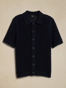 Point Sur Open-Knit Sweater Polo sold by Banana Republic