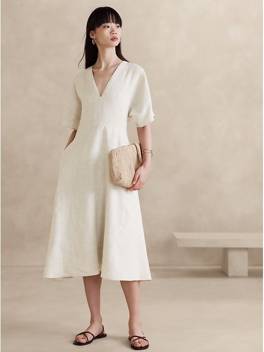 【EEUN】Maya Sleeveless Linen Dress Wholesale Linen Sleeveless Smock Dress Maya - Summer Midi