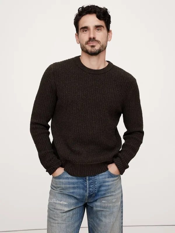 Ribbed Bouclé Crew-Neck Sweater sold by Banana Republic