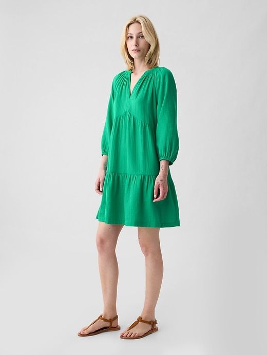 Crinkle Gauze Tiered Mini Dress sold by GAP product image thumbnail 3