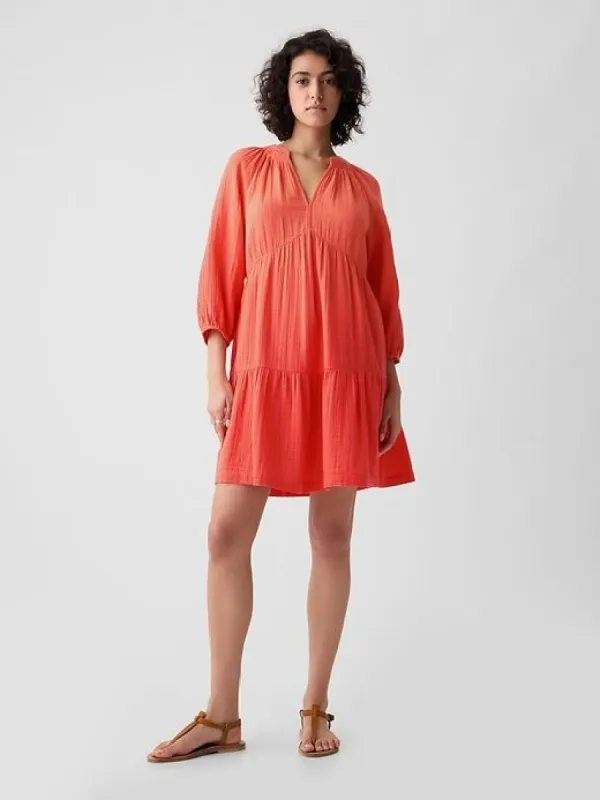 Crinkle Gauze Tiered Mini Dress sold by GAP