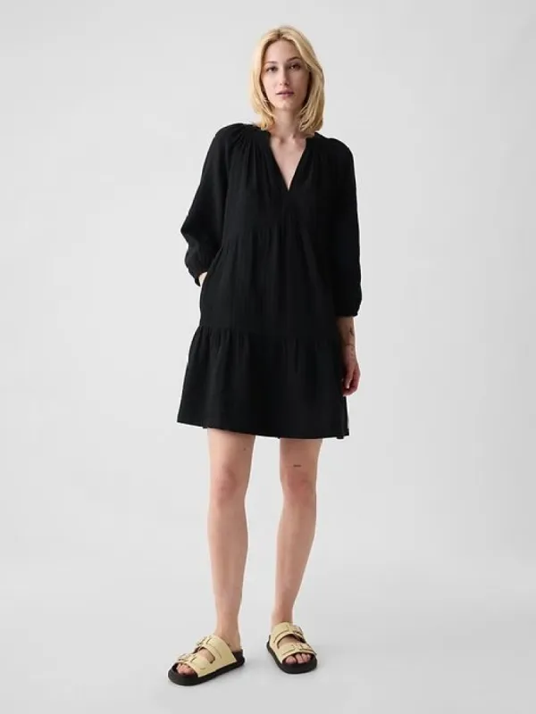 Crinkle Gauze Tiered Mini Dress sold by GAP