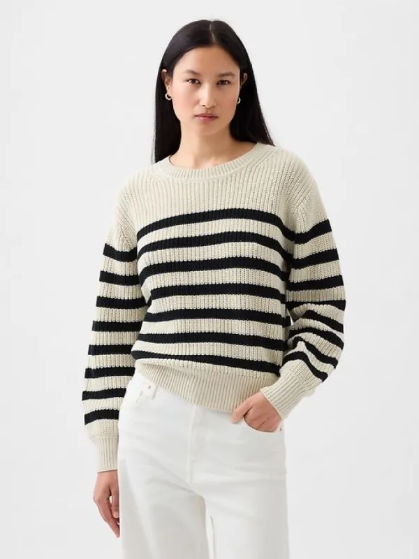 Shaker-Stitch Crewneck Sweater sold by GAP