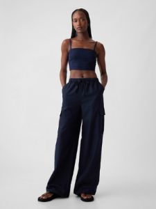 Mid Rise Linen-Cotton Pull-On Cargo Pants sold by GAP