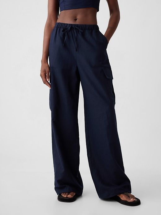 Mid Rise Linen-Cotton Pull-On Cargo Pants sold by GAP product image thumbnail 2