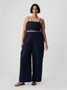 Mid Rise Linen-Cotton Pull-On Cargo Pants sold by GAP