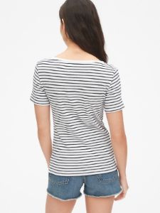 Stripe Ribbed Scoopneck Henley sold by GAP