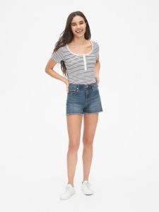 Stripe Ribbed Scoopneck Henley sold by GAP