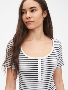Stripe Ribbed Scoopneck Henley sold by GAP