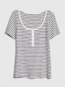 Stripe Ribbed Scoopneck Henley sold by GAP