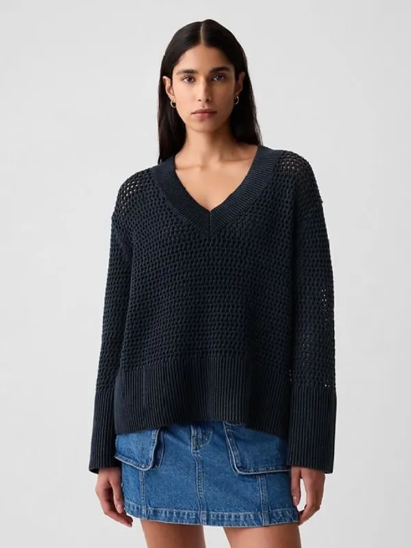24/7 Split-Hem Crochet Sweater sold by GAP