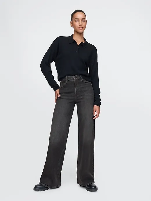 High Rise Stride Wide-Leg Jeans sold by GAP
