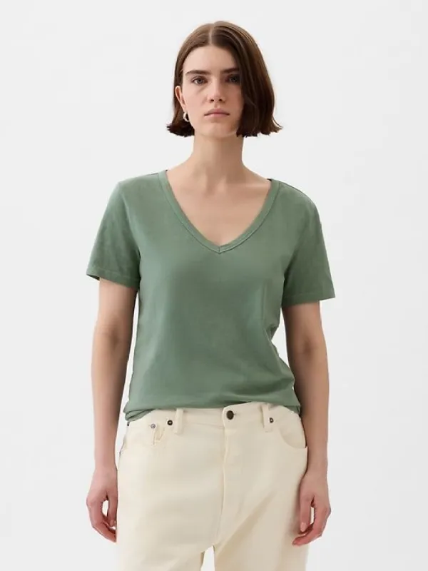 Organic Cotton Vintage V-Neck T-Shirt sold by GAP