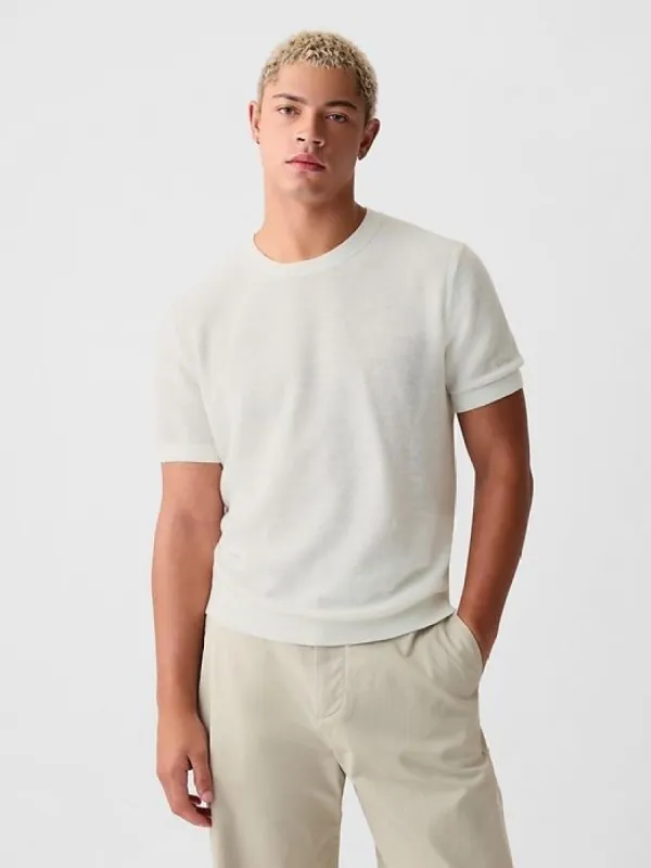 Linen-Blend Textured Sweater Shirt sold by GAP