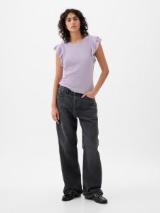 Essential Rib Flutter Sleeve Shirt sold by GAP