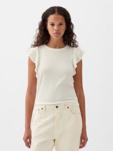 Essential Rib Flutter Sleeve Shirt sold by GAP