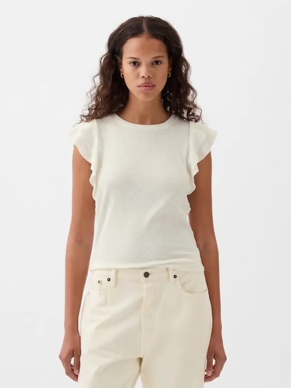 Essential Rib Flutter Sleeve Shirt sold by GAP