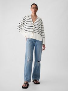 24/7 Split-Hem Linen-Blend Oversized Cardigan sold by GAP