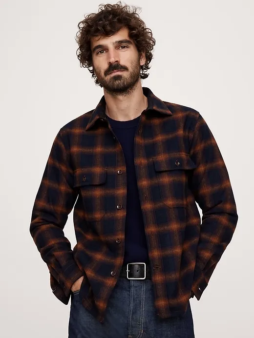 Heavyweight Flannel Wool-Blend Overshirt sold by Banana Republic