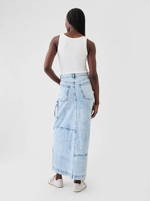 Denim Double Cargo Maxi Skirt sold by GAP product image thumbnail 2
