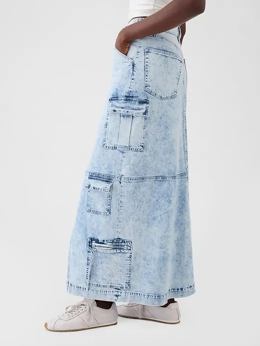 Denim Double Cargo Maxi Skirt sold by GAP product image thumbnail 3