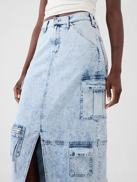 Denim Double Cargo Maxi Skirt sold by GAP product image thumbnail 4