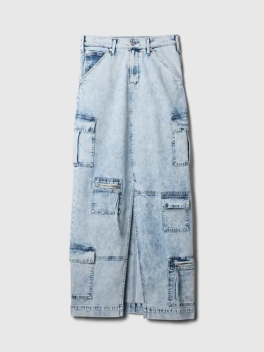 Denim Double Cargo Maxi Skirt sold by GAP product image thumbnail 5