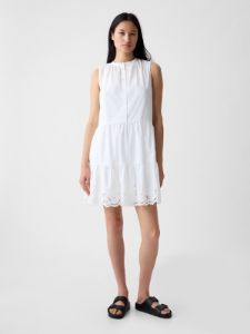 Linen-Blend Eyelet Mini Shirtdress sold by GAP