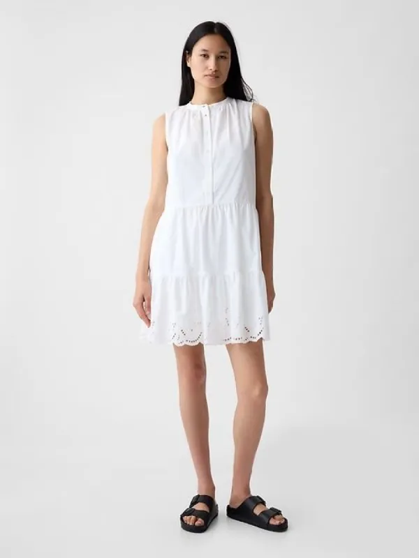 Linen-Blend Eyelet Mini Shirtdress sold by GAP