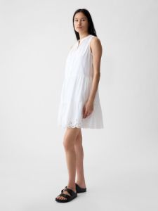 Linen-Blend Eyelet Mini Shirtdress sold by GAP