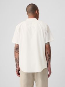 Linen-Cotton Collarless Shirt sold by GAP