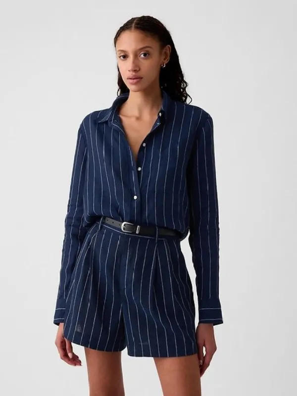 100% Linen Boyfriend Shirt sold by GAP