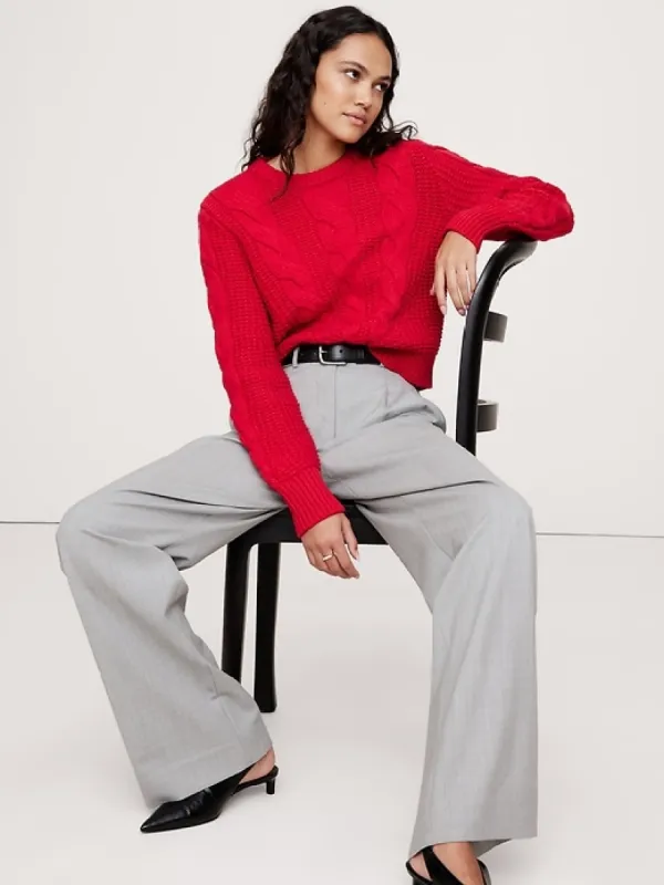 Cotton-Blend Cable-Knit Sweater sold by Banana Republic