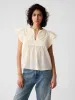 Crinkle Gauze Embroidered Cropped Shirt sold by GAP